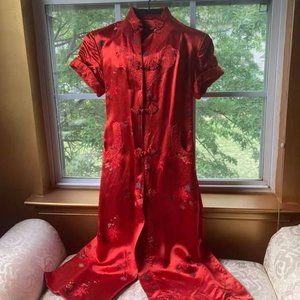 Red satin dress, size 8